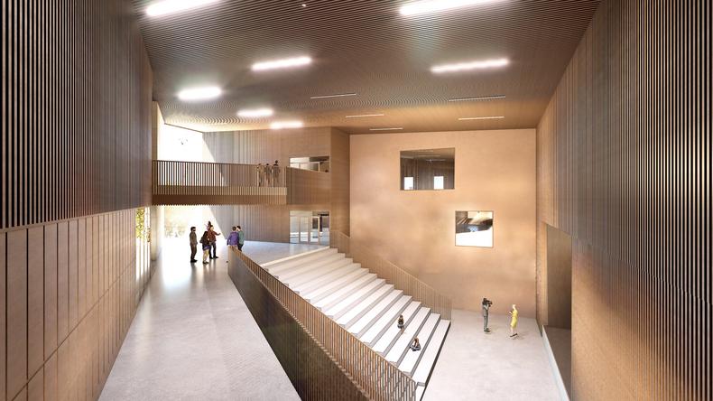 Myllypellon koulun aulan havainnekuva.