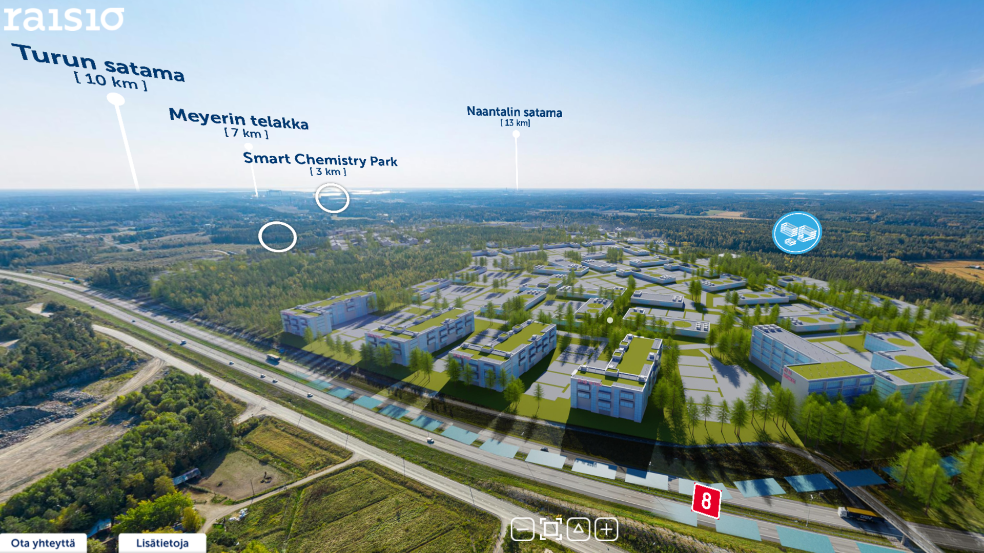 Visiokuva V8-yritysalueesta.