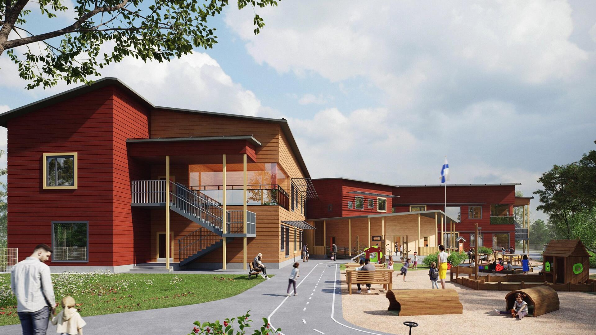 Kuloistenniityn päiväkodin havainnekuva. Rakennusliike Lapti Oy.