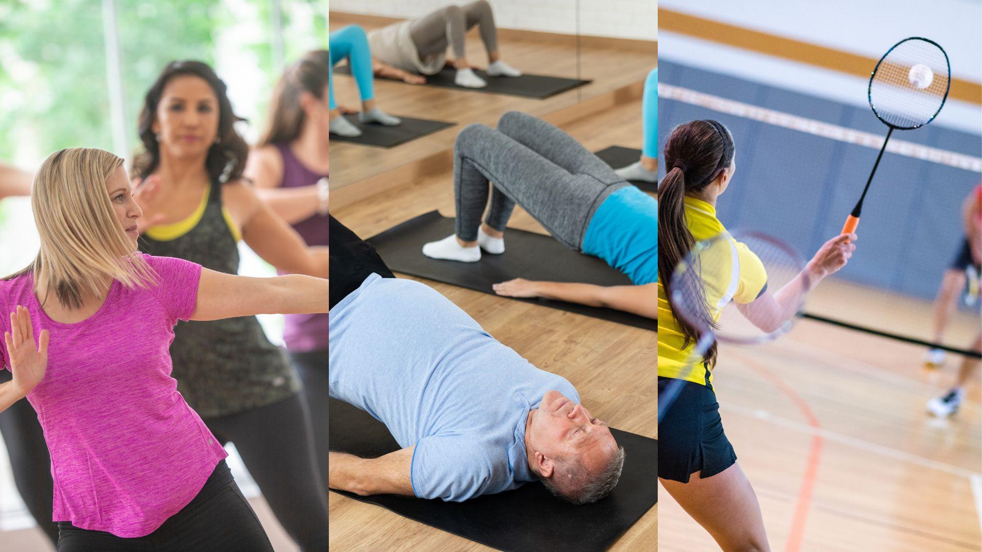 Joukko ihmisiä harrastamassa liikuntaa.