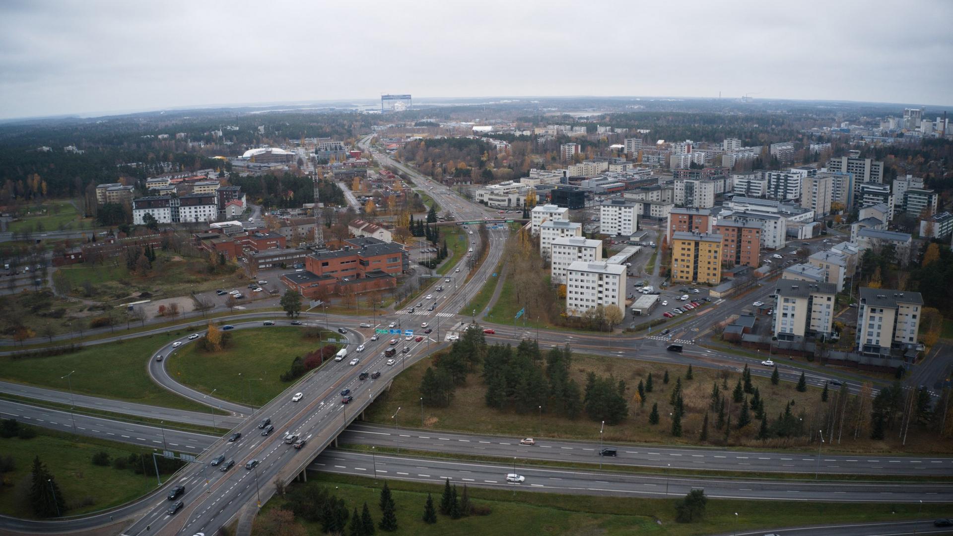 Ilmakuva Raision keskustan alueelta.