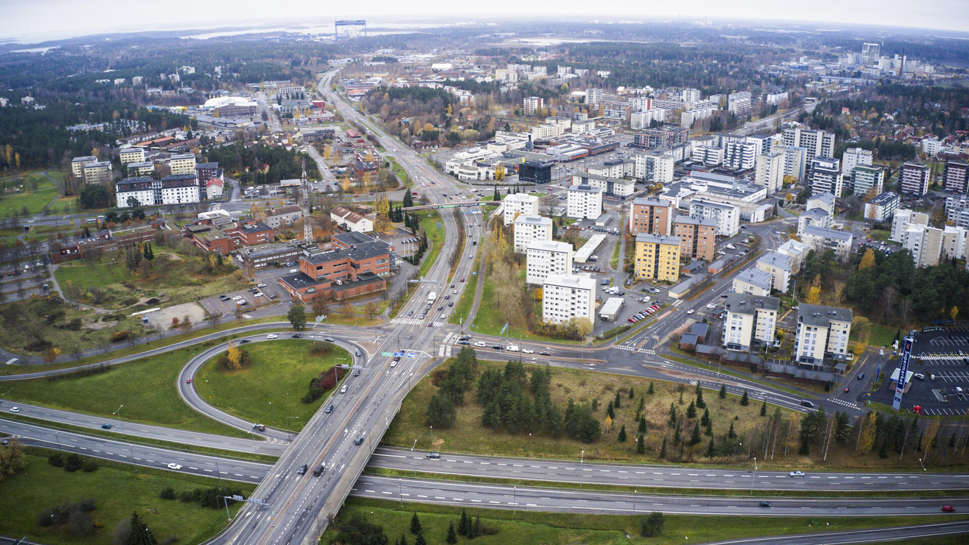 ilmakuva E18 Turun kehätie