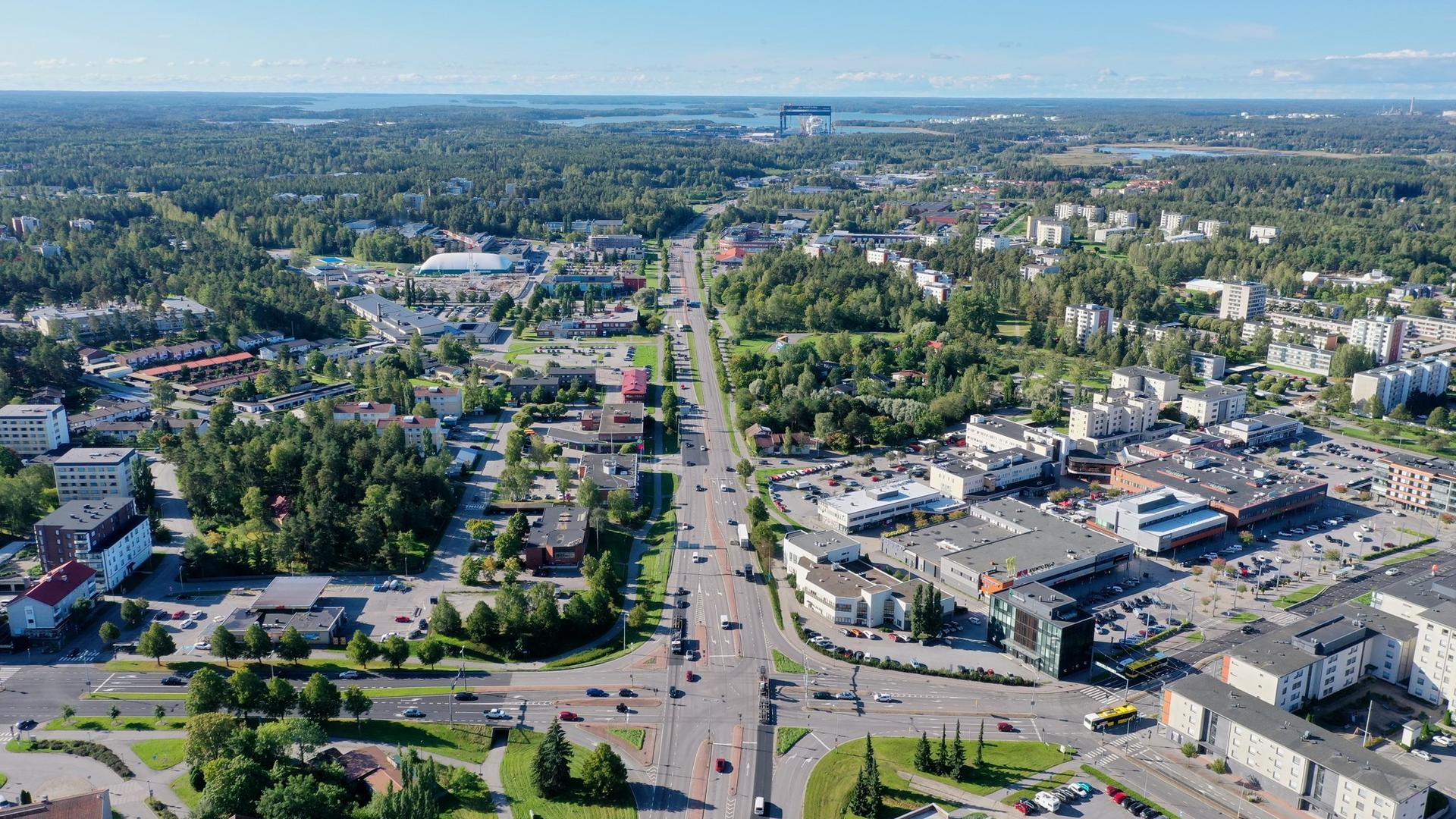 Ilmakuva Raision keskustasta