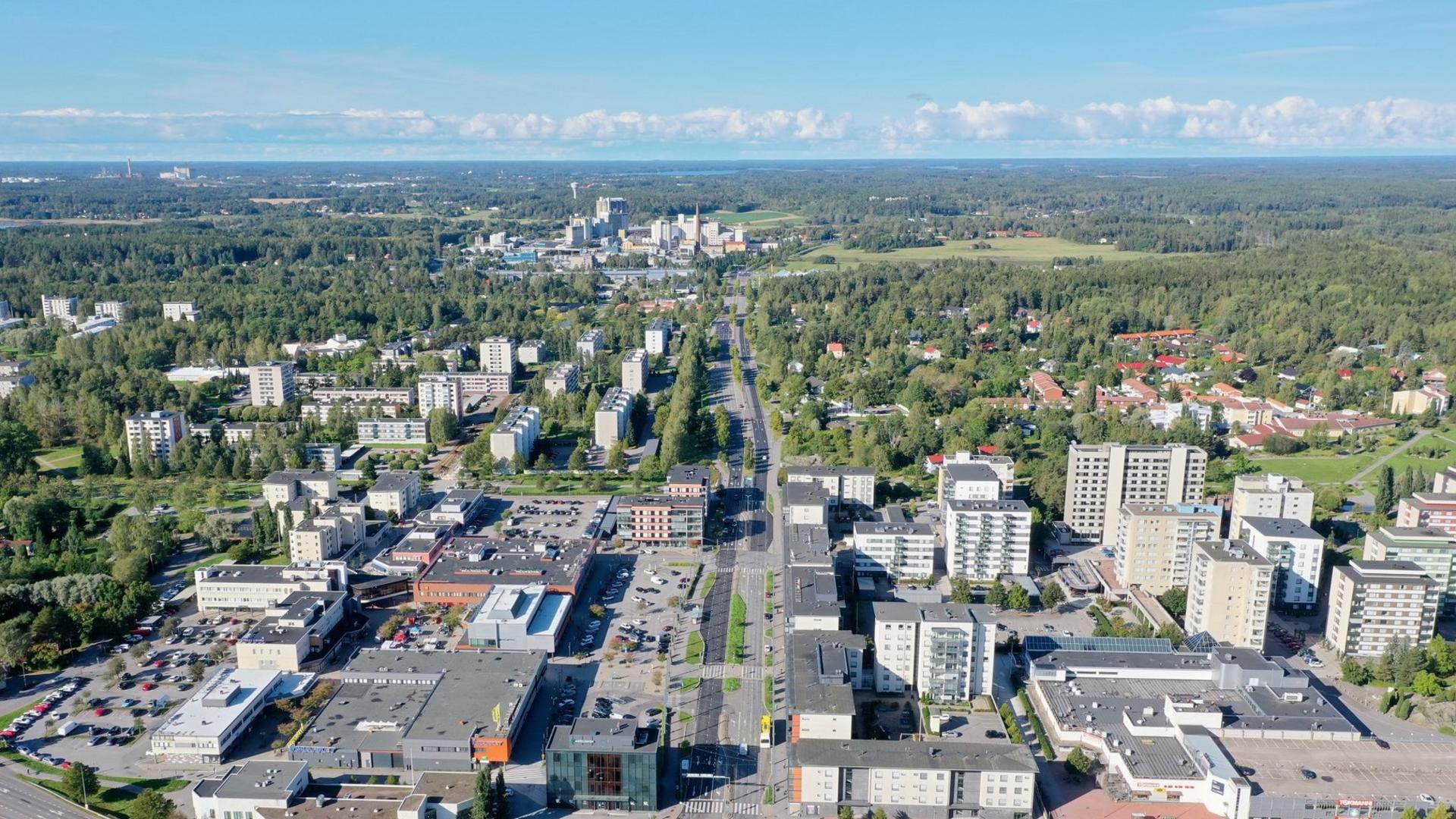Raisiontie ilmakuvassa.