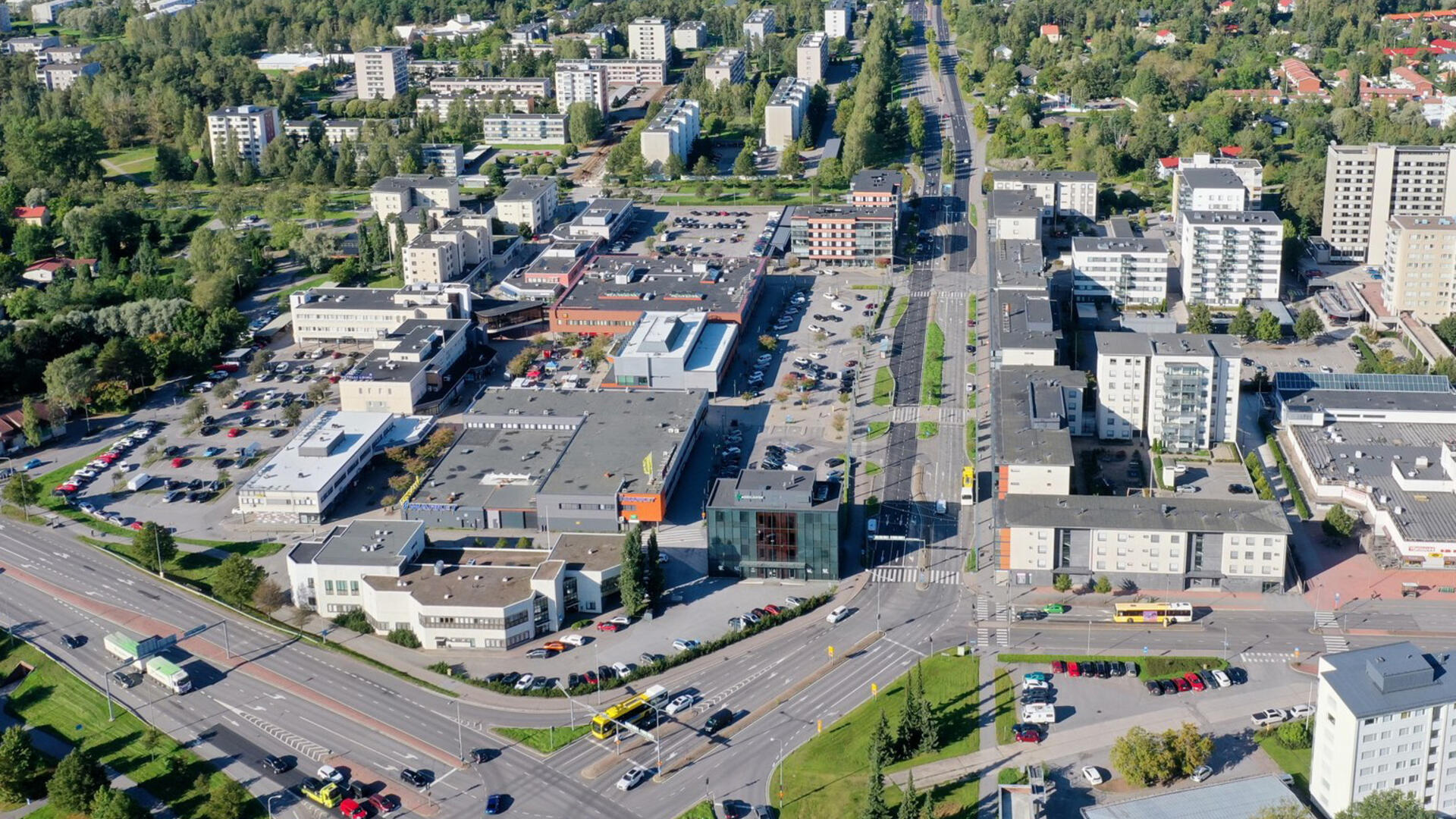 Raision keskusta ilmakuvassa.