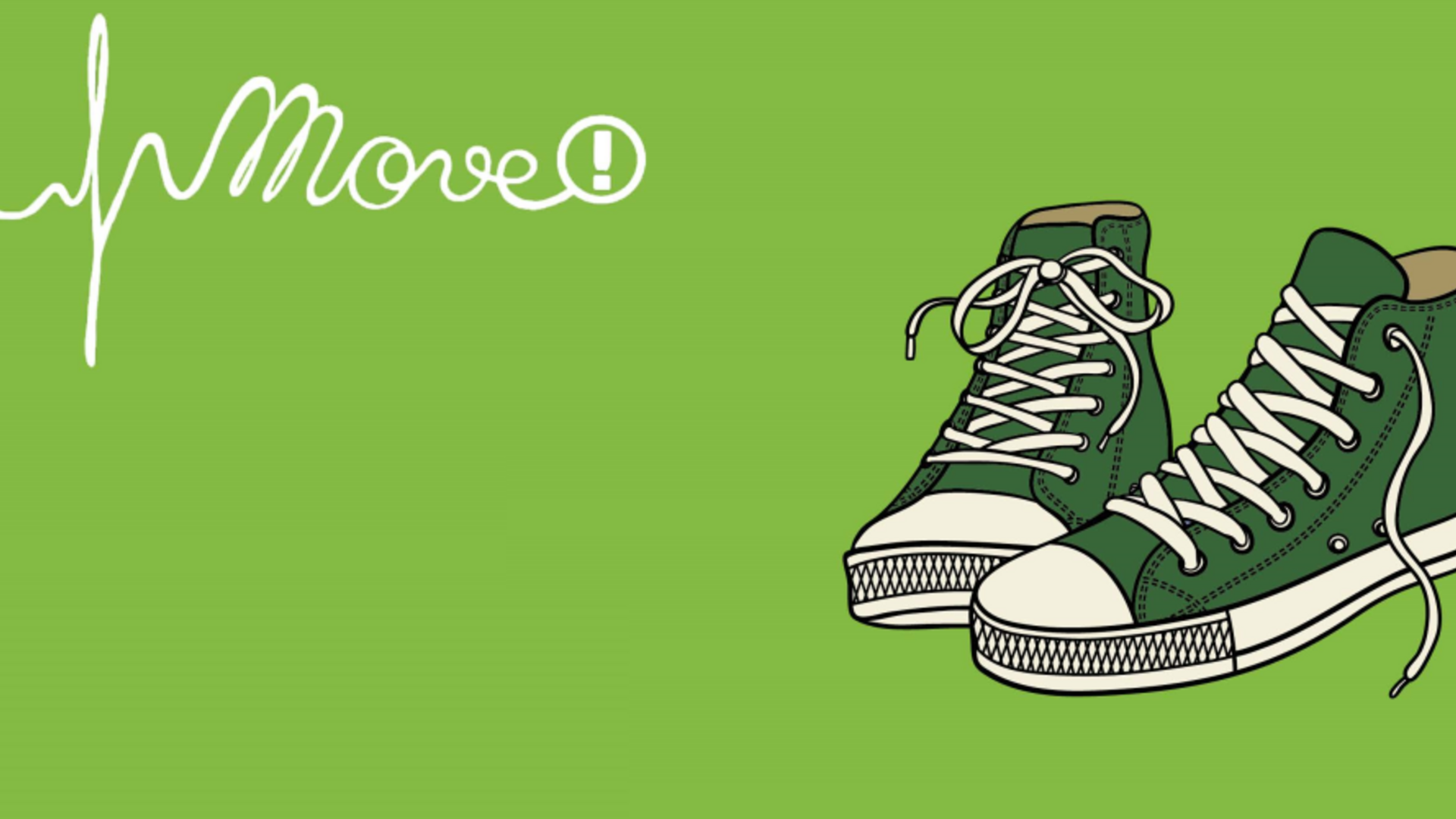 Vihreä banneri, jossa piirroskuva tennareista