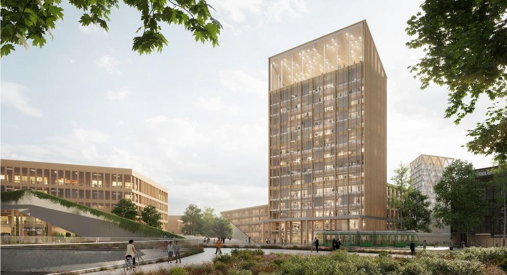 Havainnekuva keskustan uudistuksesta, puistojen kaupunki. 