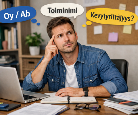 Generoitu kuva miehestä pohtimassa yritysmuotoja