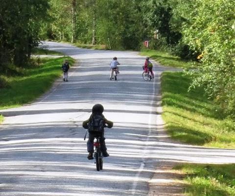 Koululaiset ajotiellä