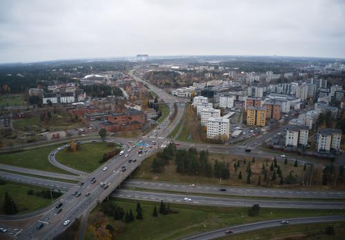 Ilmakuva Raision keskustan alueelta.