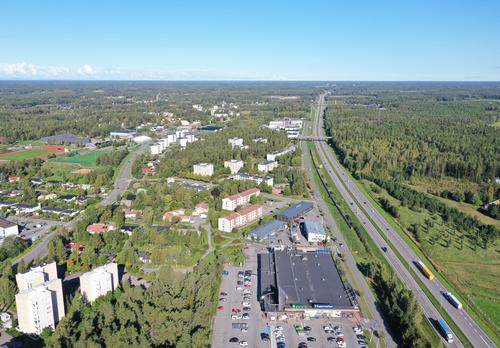 Ilmakuvassa kasitie ja Lehterinvuorentie.