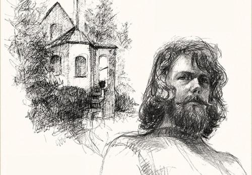 Kuvassa Arto Pennasen kaksi teosta: vasemmalla Arto Pennanen, Hvitträsk pohjoisesta, 1971, piirustus. Oikealla Omakuva, 1972, piirustus. Teokset ovat Raision museo Harkon Eero Rantasen säätiön kokoelmasta. 