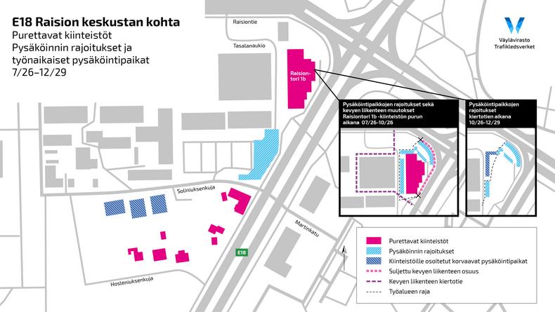 Purettavat rakennukset keskusta.