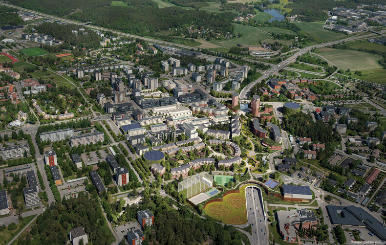 Ilmakuva kilpailuehdotuksesta nimeltä Rakas Raisio.